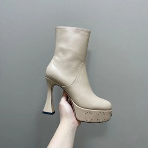 Nutki kostki platforma platforma palec palec boków butów damski luksusowy projektant Janaya skórzane botki modowe Najwyższej jakości buty fabryczne Fabryki