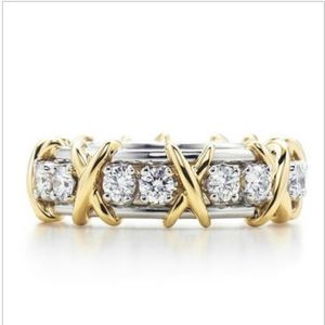 T Brand X Form Sona Synthetic Diamond Stallone Ring Herz und Pfeile Engagement oder Hochzeit echtes Sterling Silber Platin plattiert Rin 268o