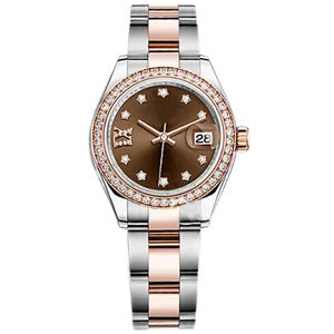 Donne di alta qualità da donna guardano 31mm Face Everose Womens Date Sapphire Diamond Iced Bezel Movimento automatico Orologi di lusso meccanici Mas 269D