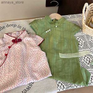 Girl's Dresses Chinese Childrens Clothing 2024 New Summer Girls Qipao Dress Western Baby Tang Dress Chinese Style Mens DressL2405L2405