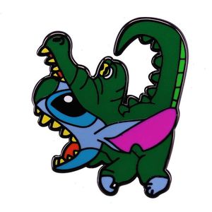 T-Rex Dinosaur Eating Koala Bear Stitch Enamel Pin Brooch Funny Animal Badge Fashion Jewelry Gift