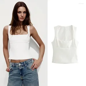 Kvinnors tankar Summer Tank Tops 2024 Fashion Slim Short Chic Elegant Young Street Vest Top