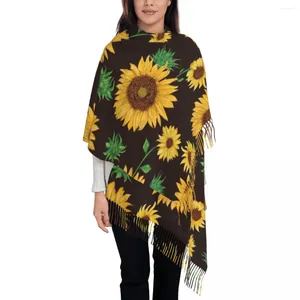 Scarves Abstract Sunflower Scarf With Tassel Sunflowers Pattern Design Warm Soft Shawl Wraps Womens Large Winter Retro Bandana