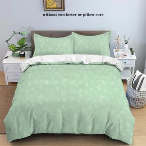 Bedding Sets 3pcs Down Duvet Cover Printed With Green Flower Pattern Simple And Fresh Bedrooms Guest Rooms Els Homestay