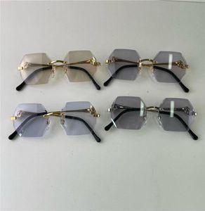 Buff Solglasögon Lensfärger förändrades i solsken från Crystal Clear till Dark Diamond Design Rimless Metal Frame Outdoor 02818 med B4716943