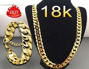 Länk hiphop hiphop halsband 18k vakuumplätering kc guld nattklubb män och kvinnor7939707