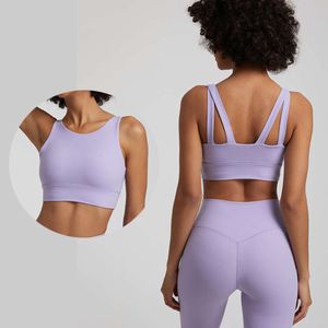 Lu Bra Yoga Align Tank Top 2023 14Colors påverkar hög stödschockera breda axelremmar Träning Yoga Op fiess Sports Bra Lemon LL WO