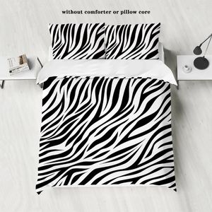 Yatak Setleri 3pcs Fırçalanmış Polyester Seti 1 Yorgan Kapağı 2 Yastık Kartları Doldurulma Sıcak Cilt Dostu Anti-Dilleme Zebra Deseni