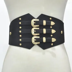 Cintos Mulheres Ultra Super Wide Belt PU PU Elastic Corset Fashion Waist Acessório de roupas para mulheres