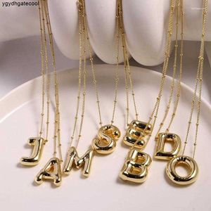 Pendant Necklaces Gold Plated Chunky Alphabet Chubby Helium Balloon Bubble Initial Letter Necklace For Women Boy Party Jewelry Gift