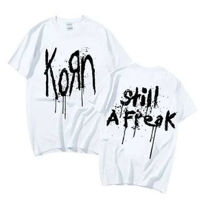 Мужские футболки Summer Korn Music Concert Concert Rock Band World Tour Tour Tour Prish Mens Vintage Metal Gothic негабаритная Strtwear Short Slve T-рубашки T240506