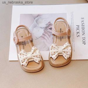 Slipper Sandals Sandalias for Girl 2023Summer New Bow Princess Shoe Soft Sole Kid Fashion Comfortable Girls Infant Sandal Q240409