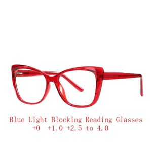 Solglasögon Brand Designer Anti Blue Cat Reading Glasses Women Högkvalitativ TR90 Ljusblockering Presbyopia Computer NXSunglasses 325K