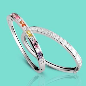 Fine Women Candy 925 Silverling Silver Bracelet Color Zircon Bangle Crystal Bangle Shining Wedding Charm Jewelry Creat Party Party Gift 240423