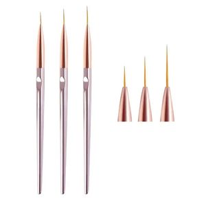 Nail Drawing Pen 3 Sets Rose Gold Electroplating Rod Color Drawing Sericin Mixing Pen