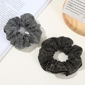 Rhinestone Scrunchie Embellished Sparkly Black ballet wedding Crystal ScrunchiesHair Tie Ponytail Holder Accessory for Women