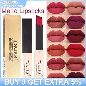 DNM 12 Colors Velvet Matte Lipstick Long Lasting Waterproof Color Rendering Non-stick Cup Lip Glaze Lips Liner Pencil Cosmetics 240506