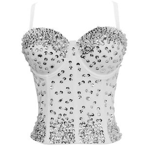 Visivane sexy sexy paillettes canotte da sequestro femminile corto corsetto da festa shaper ladies crops tops busas camis reggiseni camicia donna vestiti 240509