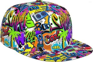 Caps de bola elegante estilo de snapback ajustável no estilo de hip hop para homens e mulheres sol c graffiti doodle beisebol ca p