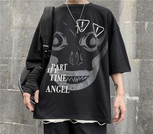 Januarsnow Hip Hop Punk T -Shirt Männer Japanische Katze T -Shirt Harajuku Streetwear T -Shirt Casual Short Sleeve Loose Summer Tops Tee Jap1391172