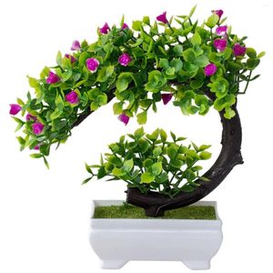 Dekorativa blommor konstgjorda växter bonsai simulerade trädkrukta falska bord prydnader rum festtillbehör vinrank
