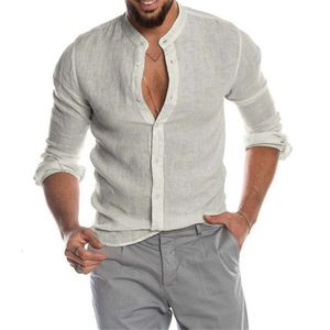 Camicia da uomo a maniche lunghe con colletto solido nuovo