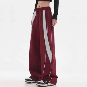 Pantaloni da donna Capris American dritti pantaloni sportivi sport retro strt hip hop gamba larga donna casual women high strt y2k pantaloni della tuta larghi di grandi dimensioni y240509