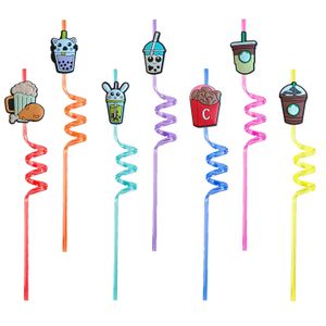 Drinking Sts Beverages 19 Themed Crazy Cartoon Reusable Plastic For Girls Birthday Decorations Summer Party Pop Supplies St Drop Deliv Otnia