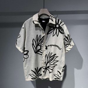Herrskjorta sommar Nytt trendigt modetryck Bekvämt casual t-shirt mångsidig stilig herrklänningskjortor