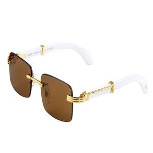 óculos de sol irregulares da moda para mulher Medusa White Wood Bamboo Frames Retro Mens Buffalo Horn Glasses Brown Black Clear Lens E 186E