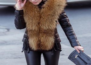 Winter Warm Women Faux Fur Front Coat PU Leather Jacket Parka Overcoat Fashion7385659