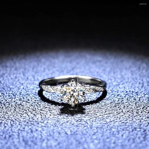 Cluster Rings Gorgeous PT950 Platinum 1CT Moissanite Diamond Ring Elegant Women Bridal Engagement Wedding Party Promise SMEE sacke Gift