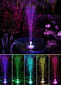 Flytande sol fontänpump 6 fontänvattenstilar solpaneldrivna LED -lampor Bird Bath Garden Pool Pond Lawn Decoration Q084740470