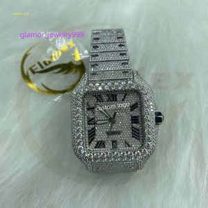 Hip Hop Mens Iced Out Branded Anpassad inställning VVS Moissanite Watch