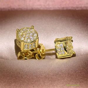 Чуконг хип -хоп Серьера Серьера Винтаж Jelry Sterling Sier Yellow Gold Fill Pave White Sapphire Cz Diamond Sparkling Women Серьтки для любовников подарок