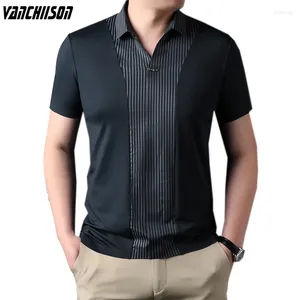 Мужские полосы мужская рубашка с коротким рукавами для летних контрастных полос офисного бизнеса ретро винтажная мужская одежда моды 00761