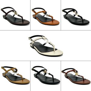 مصمم العلامة التجارية Sandals Women Shoes Gunuineleather High Heel Sandal Classic Flat Slides Beach Slipper Box35-44