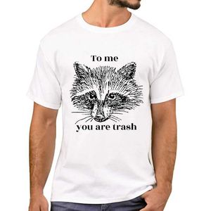 T-shirts masculinos Thub Hot Sales Retro para mim Você é Trash Men T-shirt Hipster Vintage Raccoon Impresso T camisetas curtas Slve Tshirts Cool T Y240509