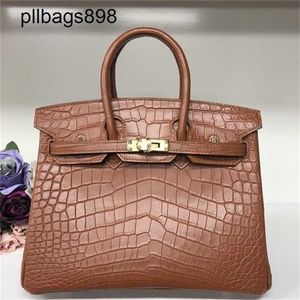 Bolsa de cheiro de cheiro de cheiro BRKNS de couro genuíno crocodilo marrom barriga halte handsewn mel cera 25 pequeno womensv81lur0l