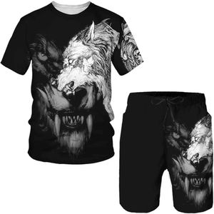 Men's Tracksuits 3D Imprimir Wolf Summer Mens Sets Tracksuit Mens Sets