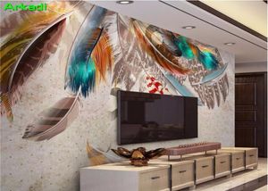 Wallpapers Modern Simple Fashion Colorful Feather Textured Art Retro TV Background Wall 3D Abstract Living Room Bedroom Wallpaper8589227
