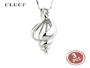 Cluci Silver 925 Shell Women Charm Pendants 925 Sterling Silver Conch Necklace Cage Pendant Jewelry Pearl Locket LJ2010165718016