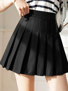 Zoki białe kobiety plisowane spódnice Summer High talia Zipper Girls Dancing JK Mini Black Fashion Student A line Faldas 2023 240506