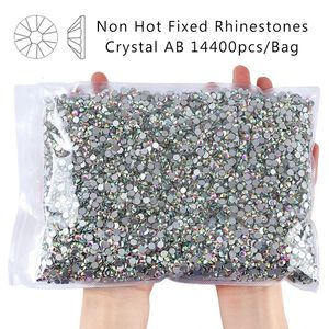 Partihandel 14400pcsbag Crystal AB Glitter Nonfix Rhinestones Nails Charms Diamond Accessories for Nail Art Decoration 240509