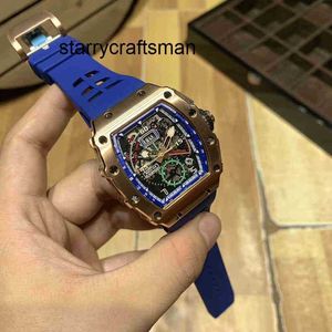 Automatiska klockor Mens Mechanics Watch RM Wristwatch Mill Business Leisure Watch RM11-04 Automatisk mekanisk Millr Gold Case Blue Tape Mens