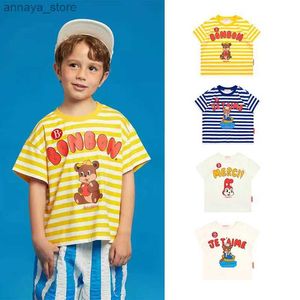 2014年の夏のTシャツは、新しい子供向けのトップでした。男の子の縞模様の糸染色された半袖Tシャツ。男の子ヨーロッパ系アメリカ人スタイルのカジュアルT-SHIRTL2405