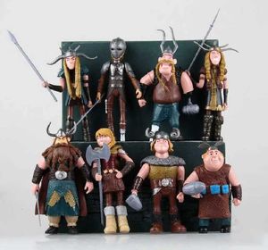 Figuras de brinquedo de ação 8pcs/desenho animado como treinar suas estatuetas de dragão PVC por atacado 8-11cm Presente de aniversário de boneca modelo para crianças Toy Doll T240506