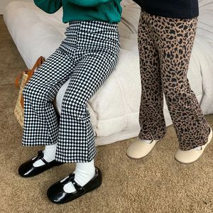 2-8T Leopard Infant Girls Pants Toddler Kid Baby Girls Clothes Autumn Flares Pants Elegant Childrens Bottoms Fashion Trousers 240508