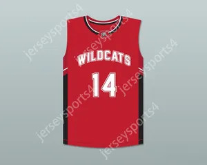 Custom Nay Mens Youth/Kinder Troy Bolton 14 East High School Wildcats Red Basketball Trikot Top S-6xl