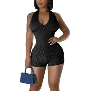 Frauen Overalls sommer sexy Rückenless Halter gegen Nacken kurze Overalls Club One -Stück Bodycon Short Rompers